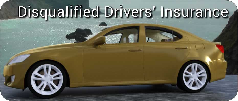 Photo of car with 'Disqualified Drivers Insurance' banner